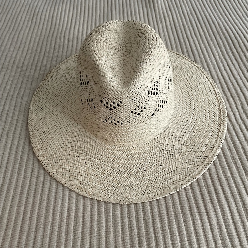 Jenni Kayne Straw Wide-Brim Sun Hat in Natural Cream Medium